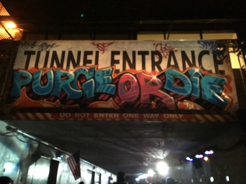 On the way to the second half of the park, you have to go through a tunnel. And the tunnel is packed with Purgers who make it their right to get in your face.